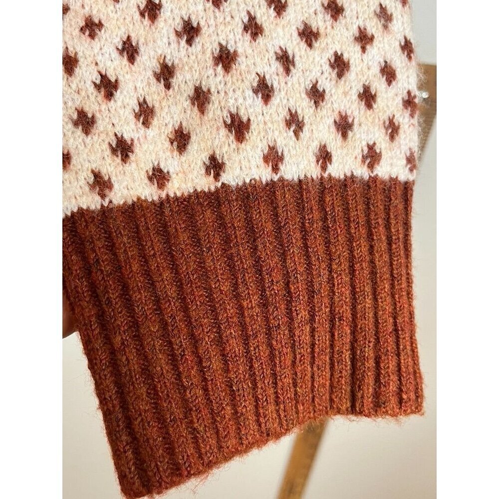 Retro Knit Christmas Sweater Brown XL Roll Neck Western Boho Festive Holiday - Picture 3 of 12